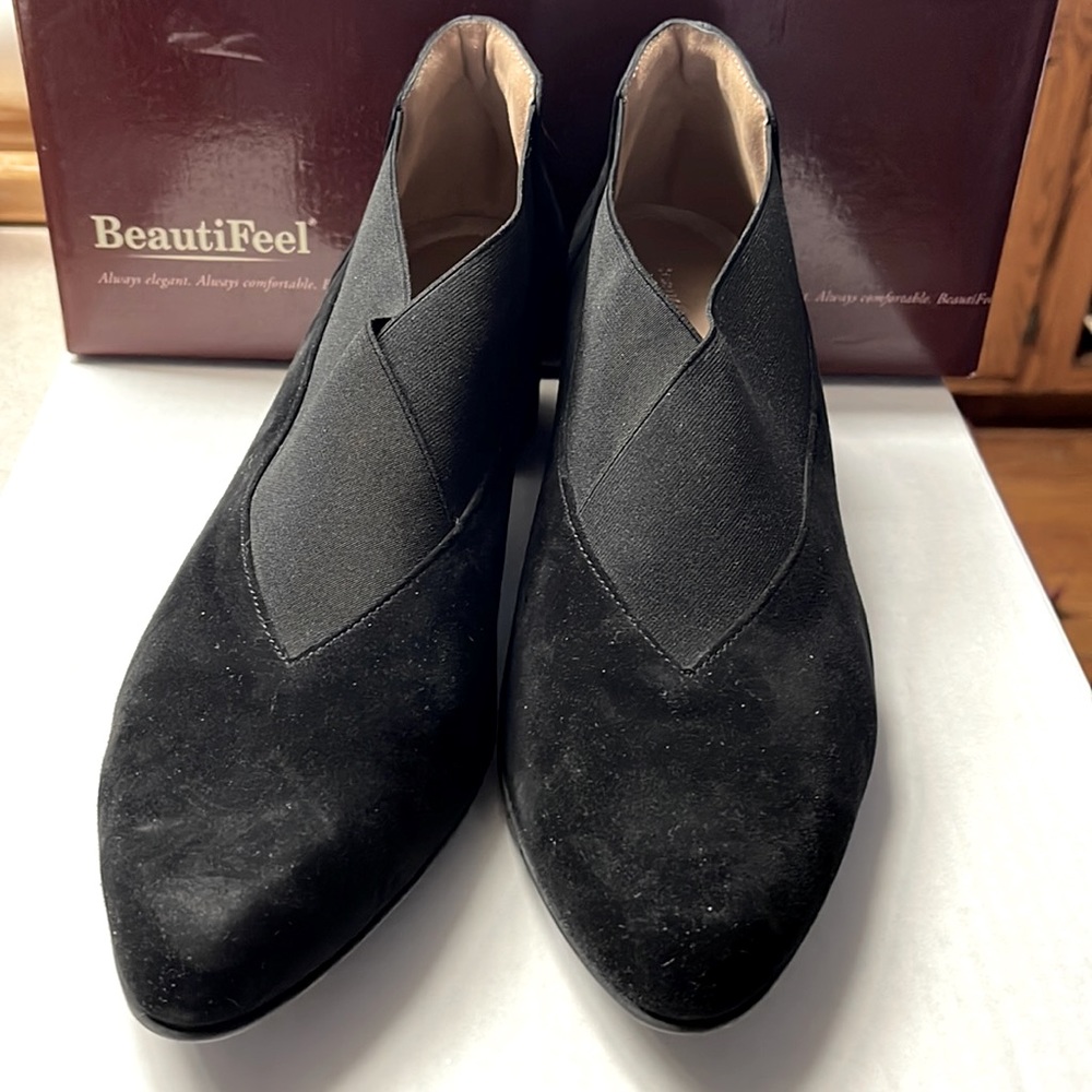 BEAUTIFEEL Gia black suede pumps, size 42 or 10.5/11. 1.75” heel.